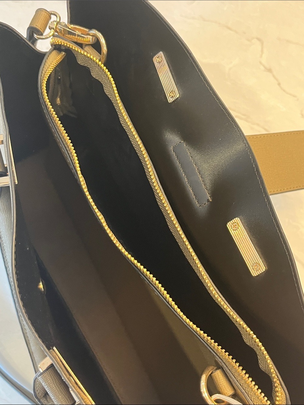 Dune London Olive Green Saffiano Satchel with Detachable Strap - Picture 10 of 11